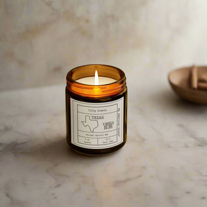 Texas - Vanilla Bean Scented Candle - Coconut Apricot Wax - My American Goods