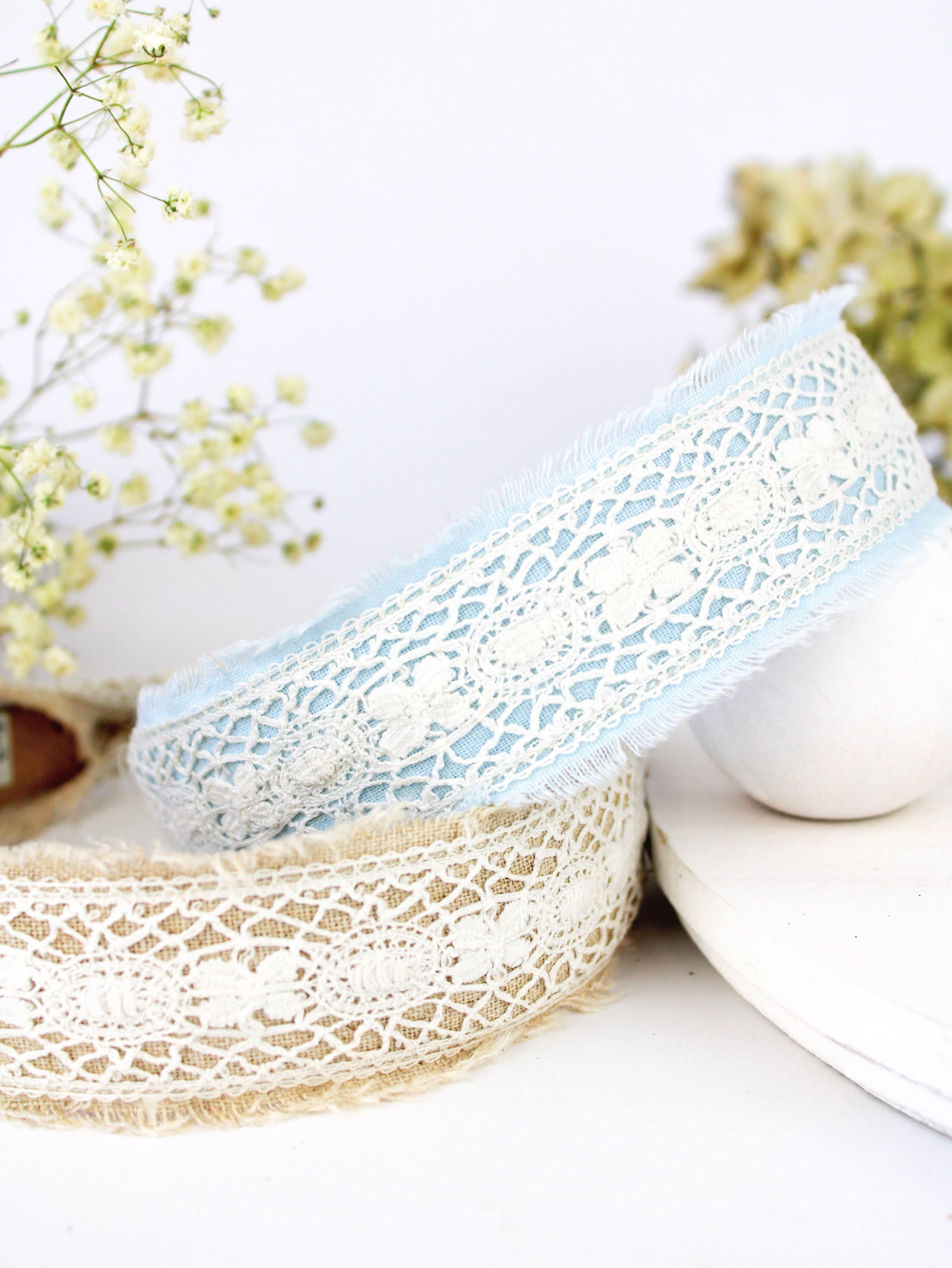 Ash &amp; Rose Amelia Lace and Linen Headband