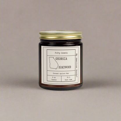 Georgia - Cozy Scented Candles - Coconut Apricot Wax - Beachwood Fragrance - My American Goods
