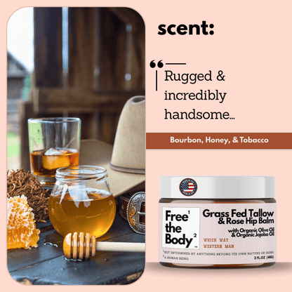 Free the Body Co. Moisturizers Grass Fed Tallow and Rose Hip Balm, Small Batch, Bare