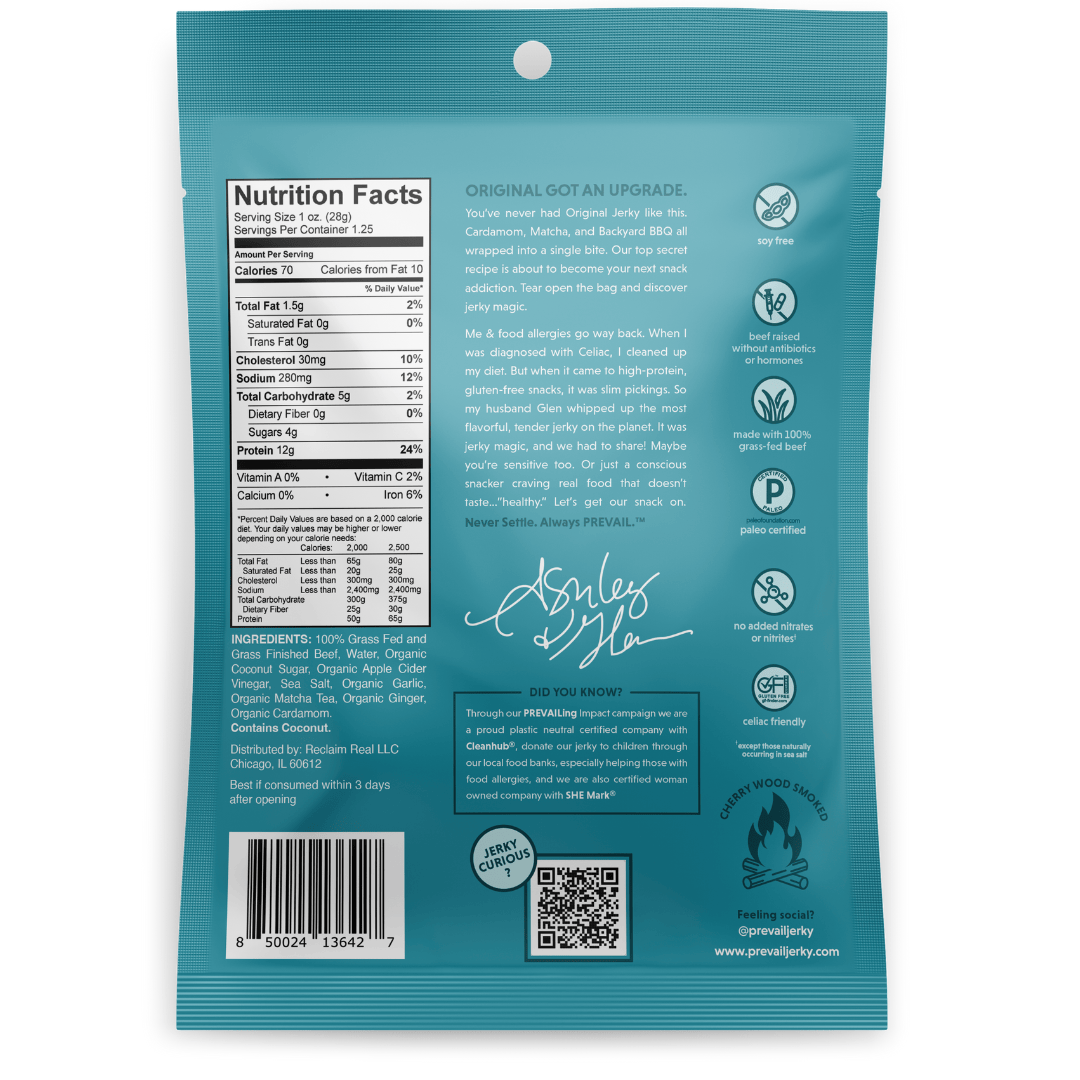 PREVAIL Jerky Jerky Original Beef Jerky Single Serve 8 pack