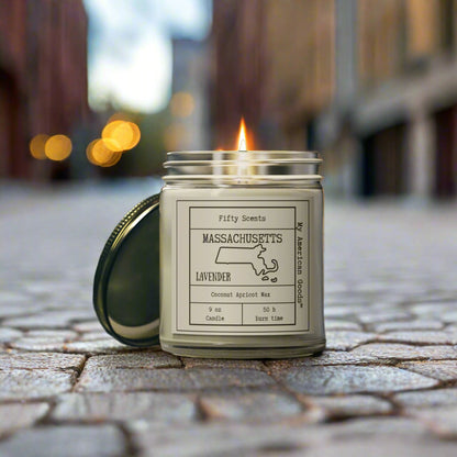 Massachusetts - Lavender Scented Candle - Coconut Apricot Wax - My American Goods