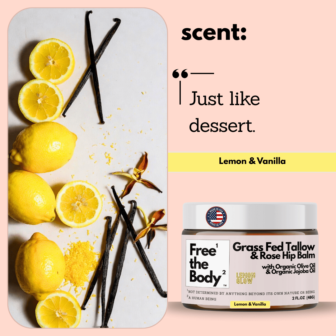 Grass Fed Tallow and Rose Hip Balm - 2 oz - Lemon Glow