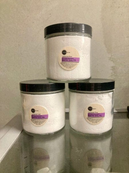 Heliotrope SF Bath Salt Lavender Sage 14 oz Glass Jar Effervescent Bath Fizzies w/Jojoba &amp; Silk Proteins - NEW SCENTS!