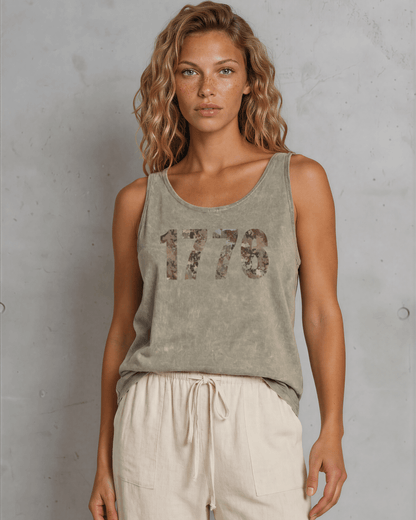 Crazy Cozy Cool Sleeveless Tops and Tanks 1776 Camo Graphic Mineral Washed Cotton Tank Top Made in USA