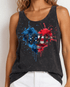 Crazy Cozy Cool Sleeveless Tops and Tanks Mineral Washed Black / 1776 Paint Splatter Heart / Small 1776 Paint Splatter Heart American Flag Graphic Tank Top in Black