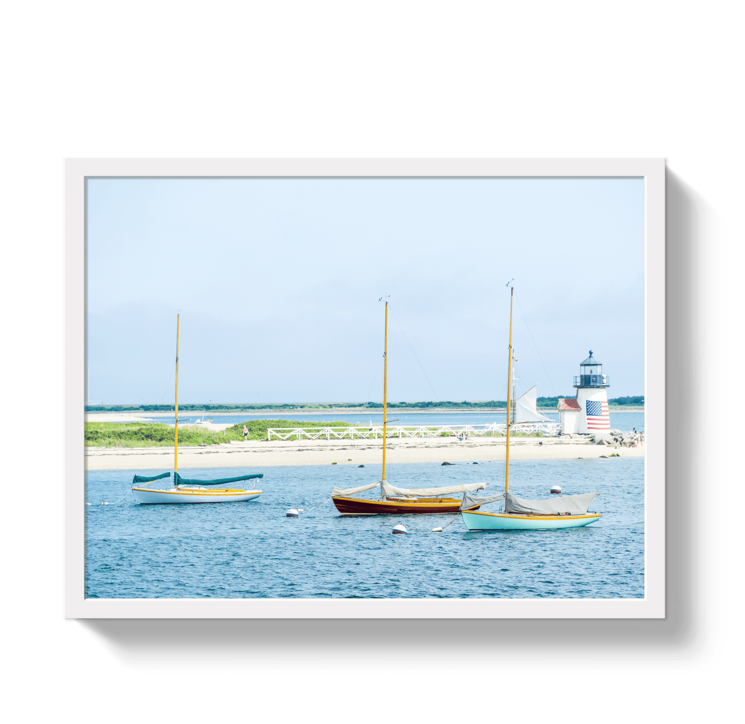 Johnny Vacay White / 11x14 / Full Bleed Moored in Nantucket