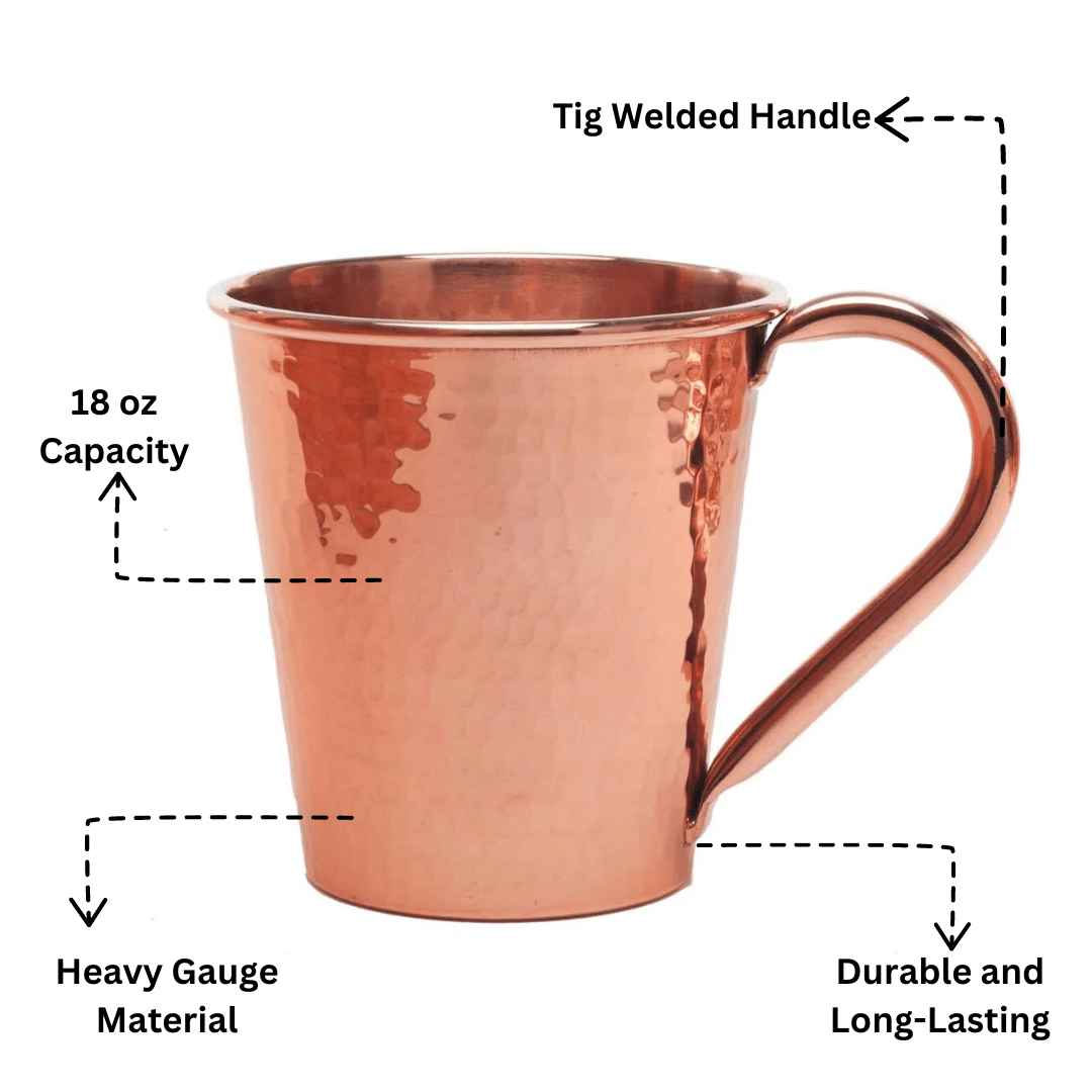 Sertodo Cups Solid Copper Mule Mug, Copper Handle, 18 oz