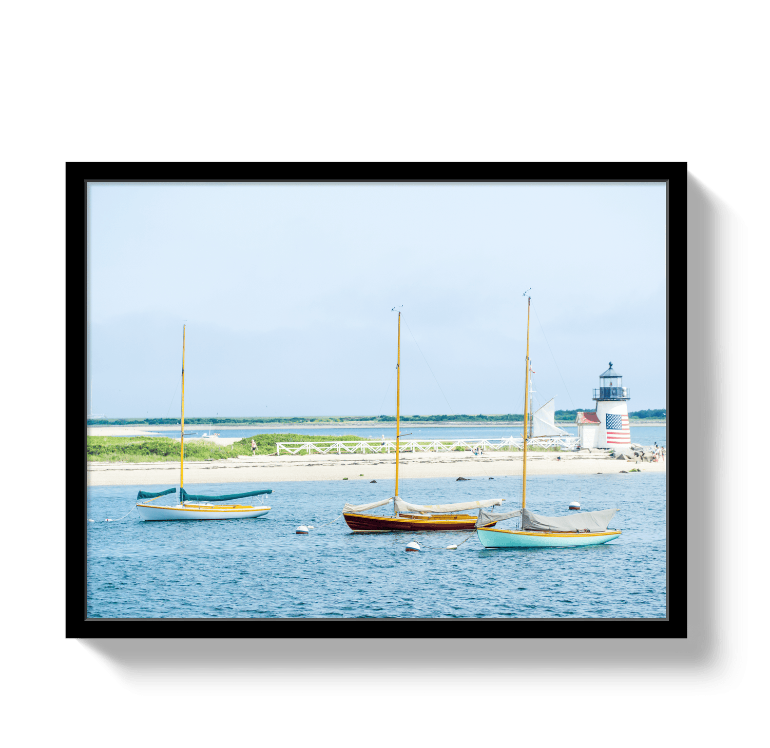 Johnny Vacay Black / 11x14 / Full Bleed Moored in Nantucket