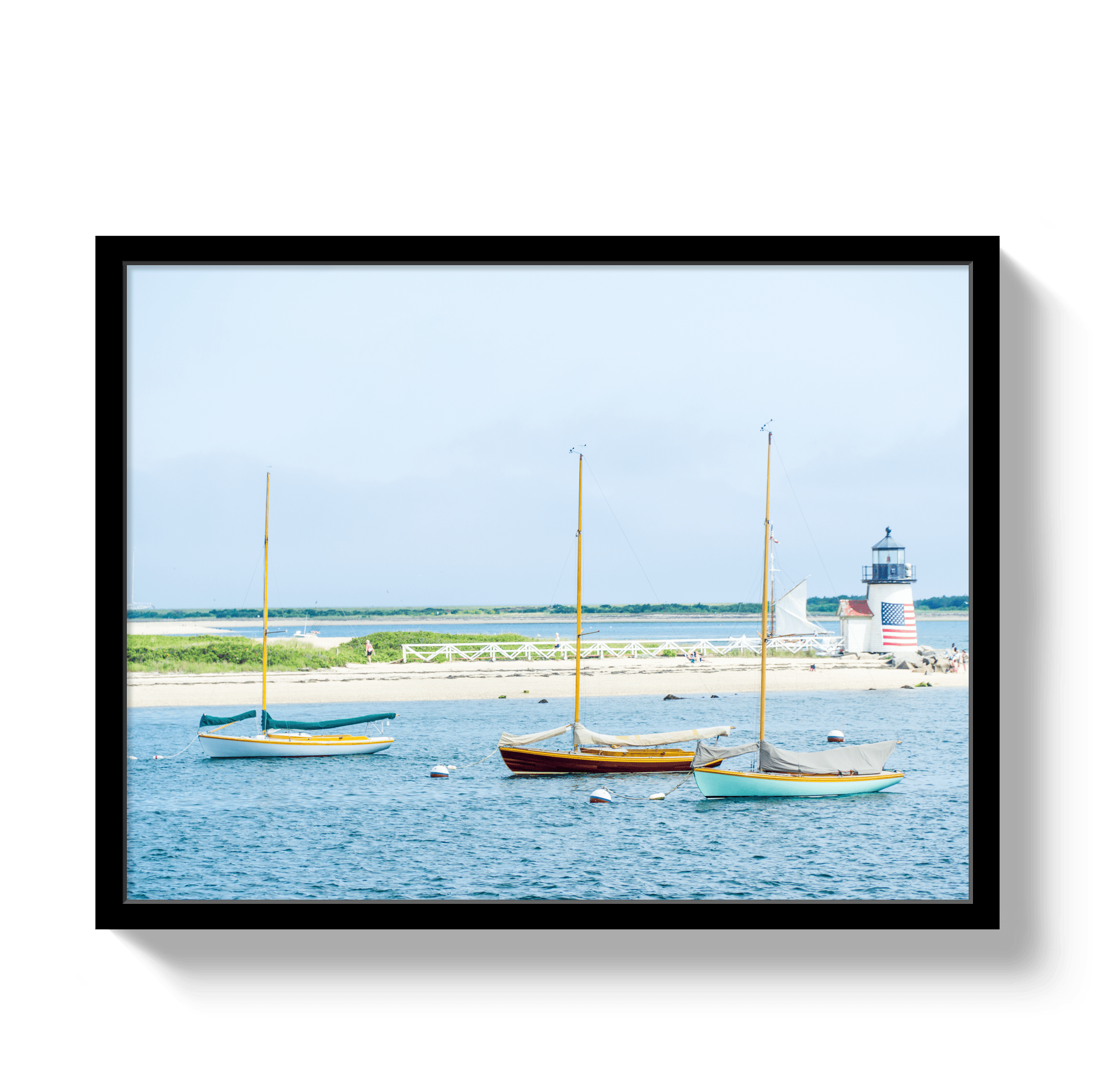 Johnny Vacay Black / 11x14 / Full Bleed Moored in Nantucket