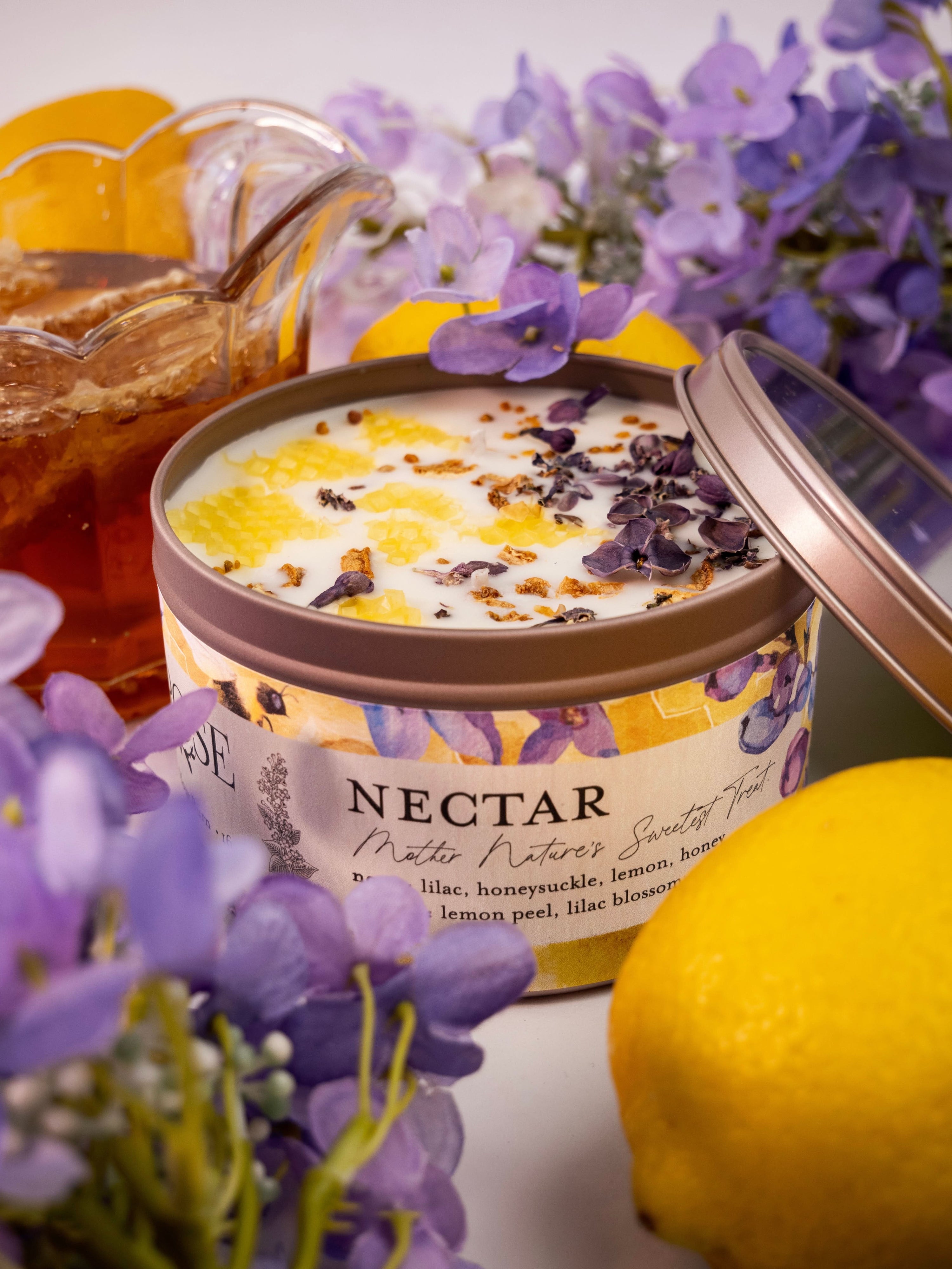 Ash &amp; Rose candle NECTAR Lilac Lemon Honey Candle