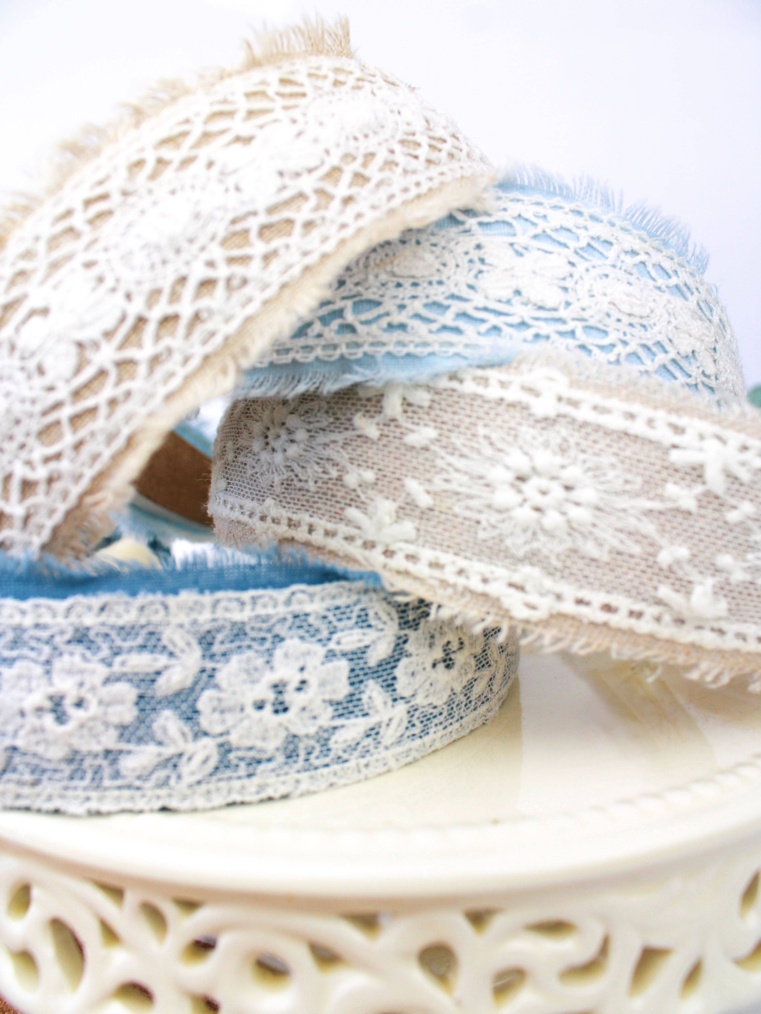 Ash &amp; Rose Clara Lace and Linen Headband