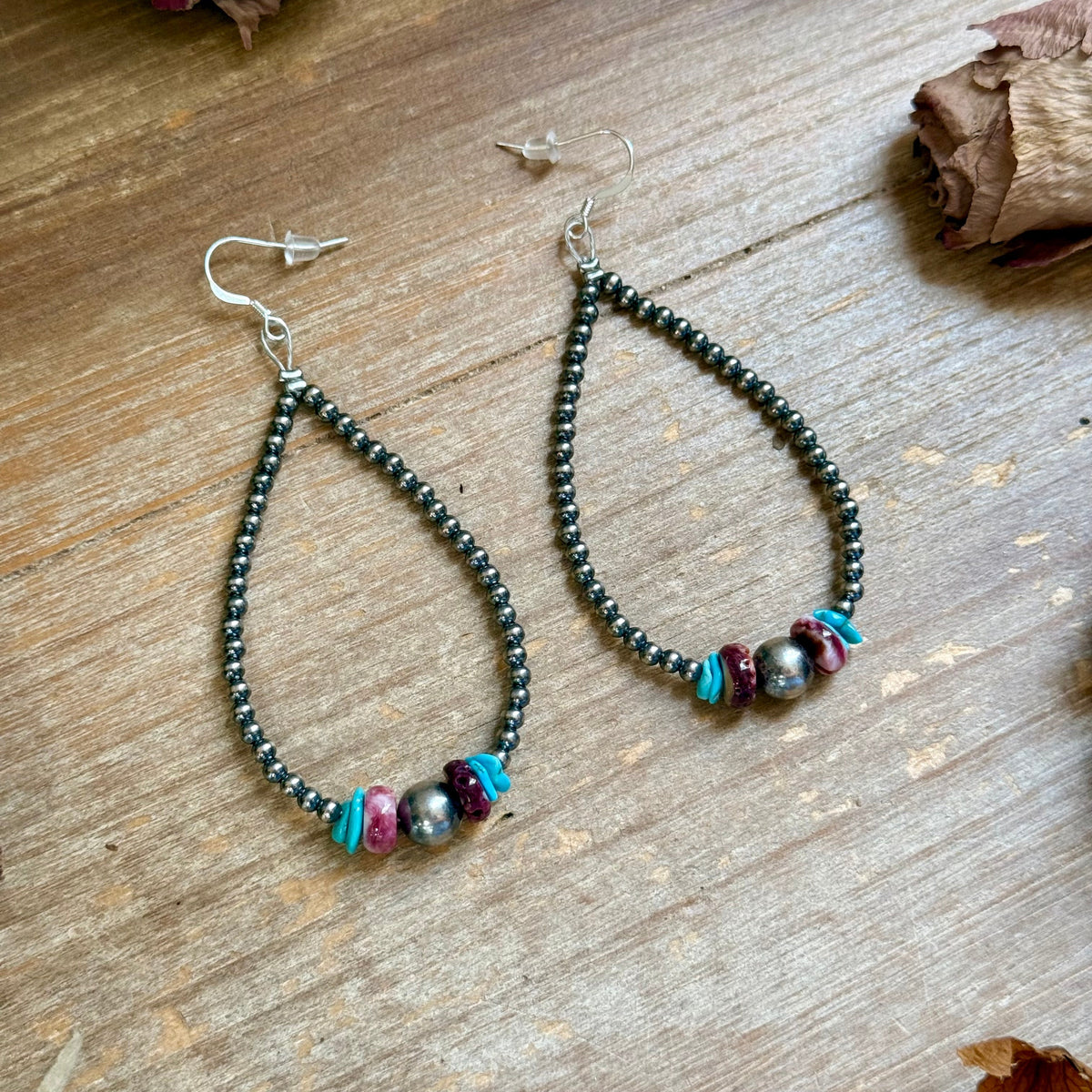 Purple Spiny Oyster &amp; Turquoise Statement Earrings