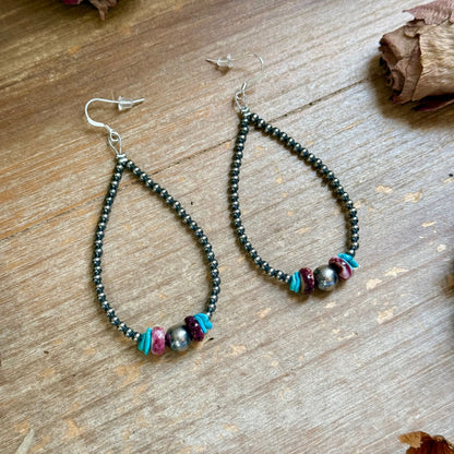 Purple Spiny Oyster &amp; Turquoise Statement Earrings