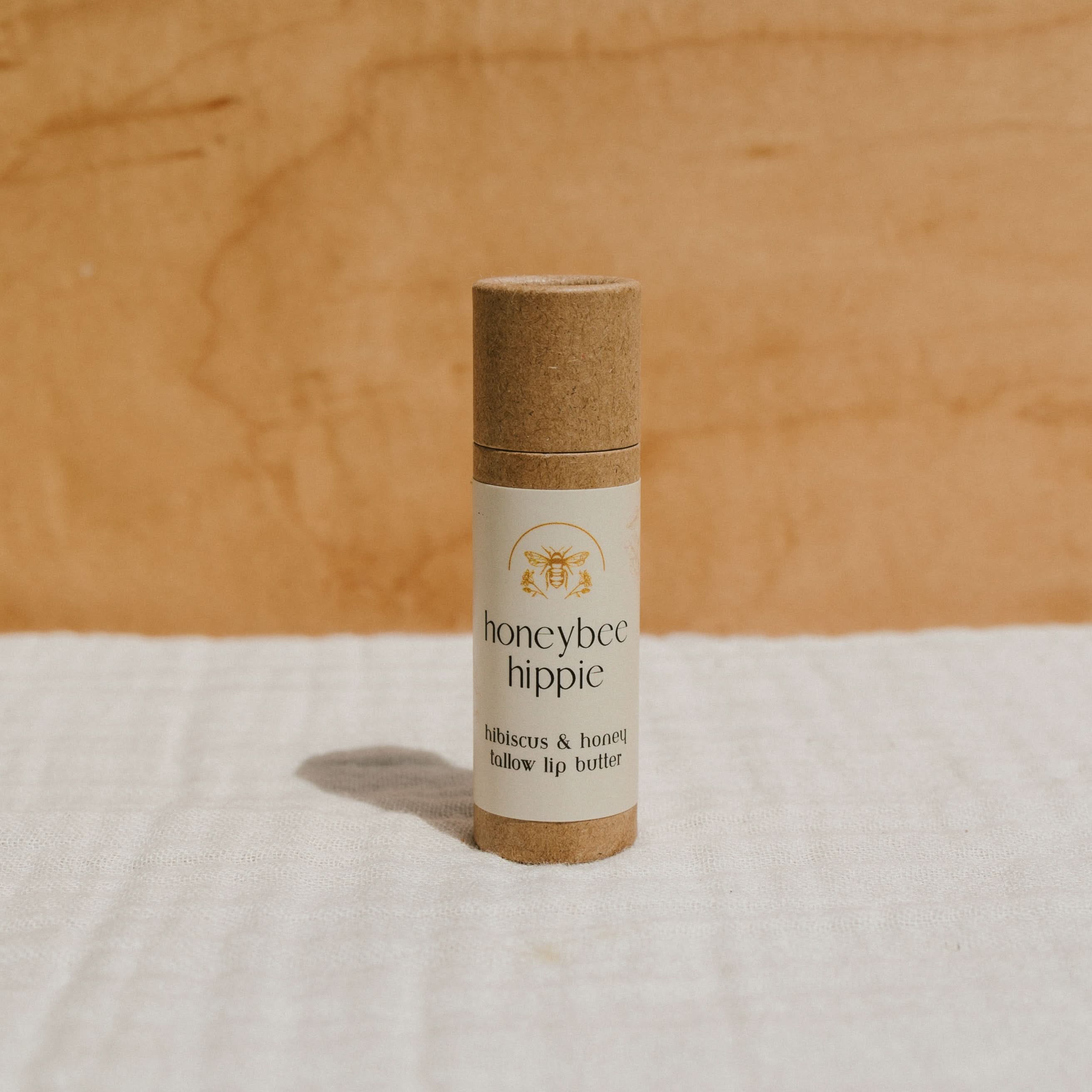 Honeybee Hippie Lip Balm hibiscus &amp; honey tallow lip butter