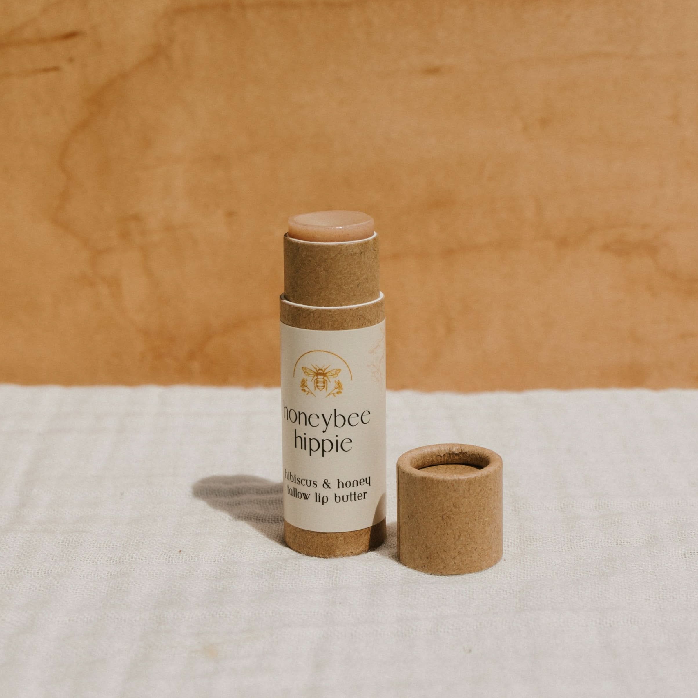 Honeybee Hippie Lip Balm hibiscus &amp; honey tallow lip butter