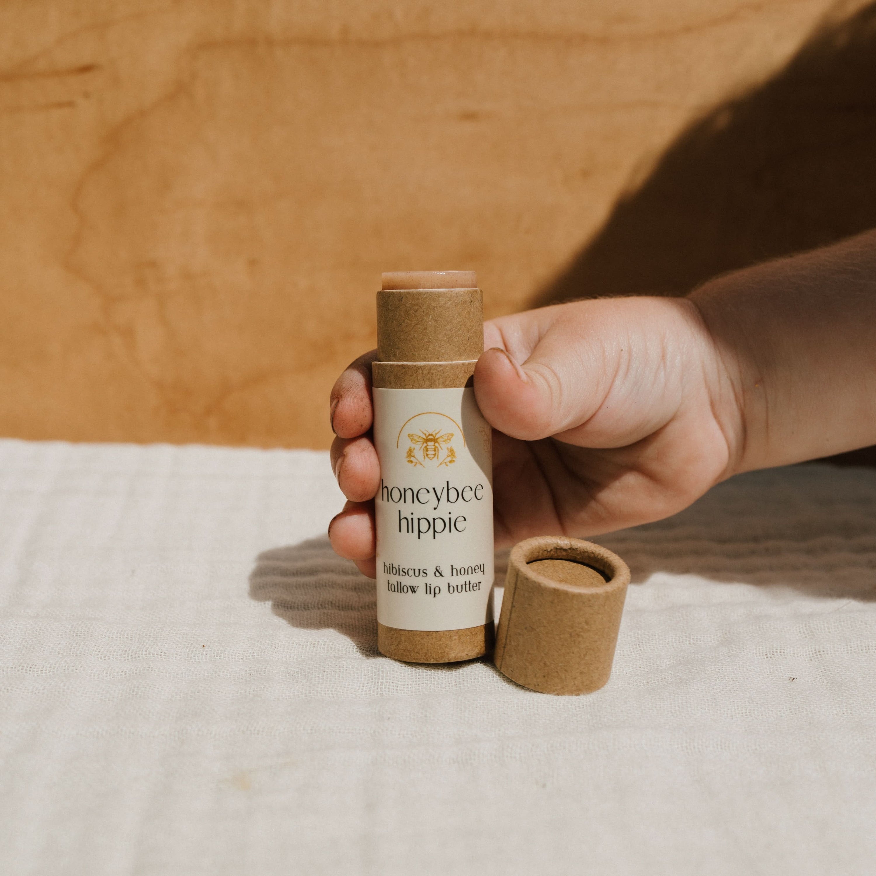 Honeybee Hippie Lip Balm hibiscus &amp; honey tallow lip butter