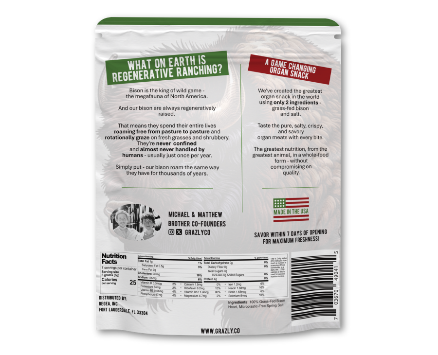 Bison Heart Crisps - 100% Grass-Fed/Finished - My American Goods