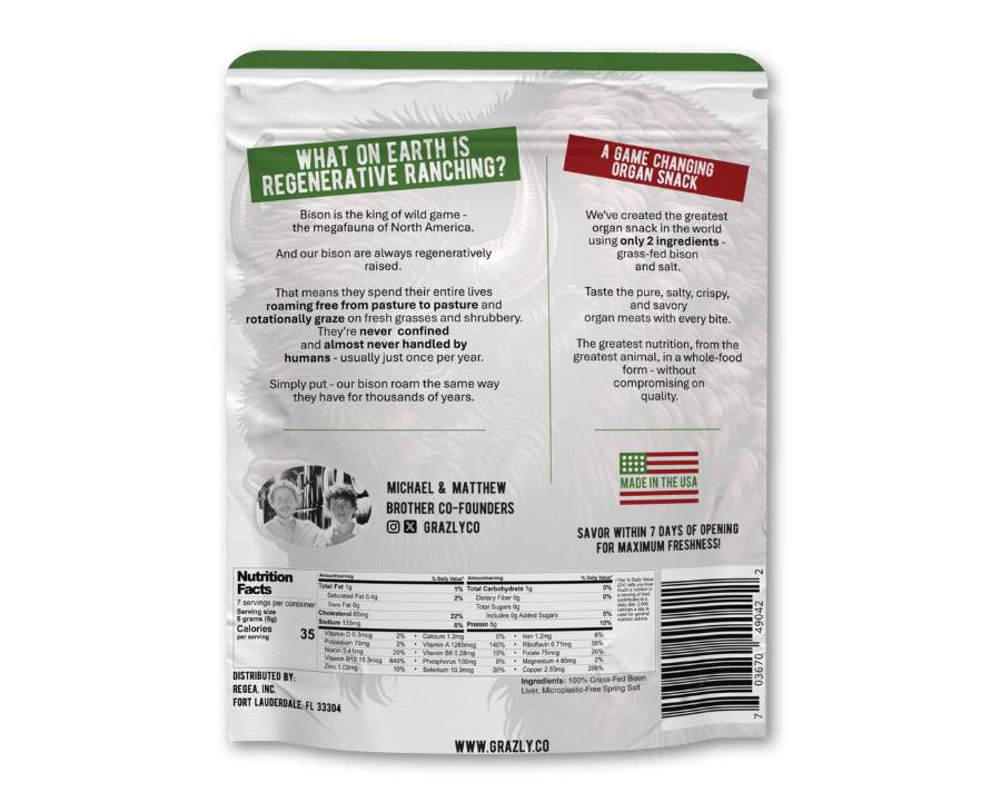 Grazly Bison Crisp Bison Liver Crisps - 100% Grass-Fed/Finished