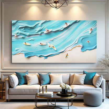 Tailored Canvases Canvas 20x10 inch Medium Premium Gallery Wrapped Abstract Aerial View Beach Wall Art