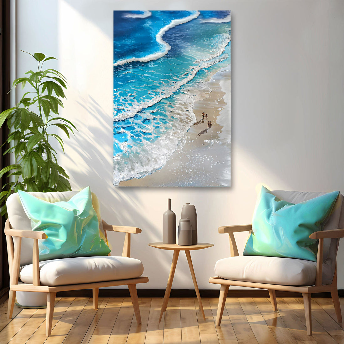 Tailored Canvases Canvas 18x12 inch Medium Premium Gallery Wrapped Beachfront Painting Coastal Wall Art III
