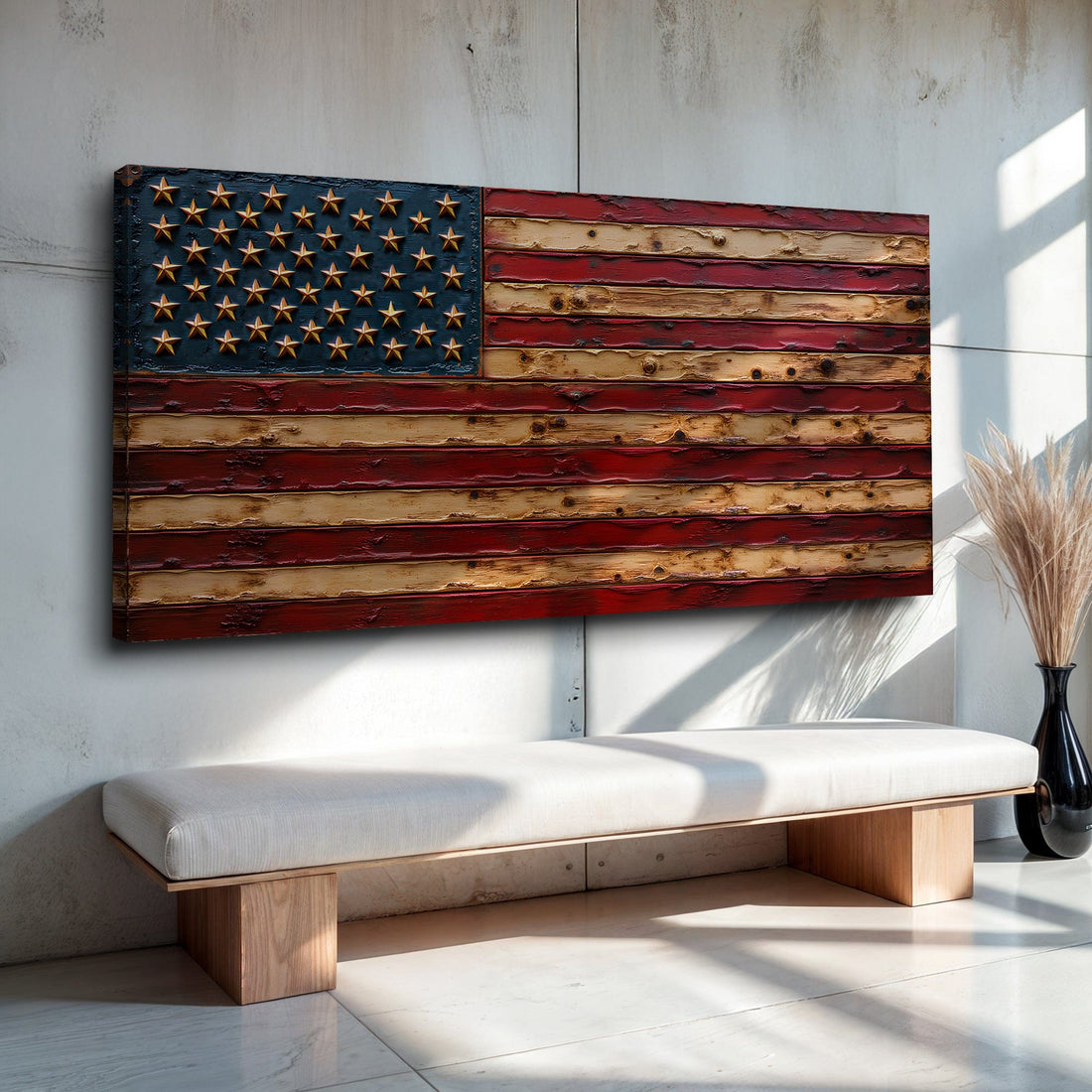Tailored Canvases Canvas 20x10 inch Medium Premium Gallery Wrapped Old Glory American Flag Wall Art