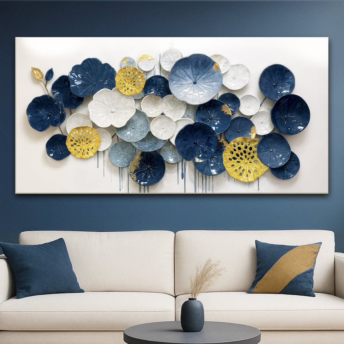 Tailored Canvases Canvas 20x10 inch Medium Premium Gallery Wrapped Lotus Leaf Abstract Wall Art VII