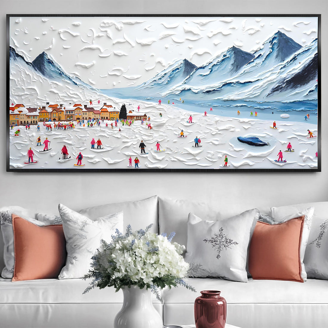 Tailored Canvases Canvas 20x10 inch Medium Premium Gallery Wrapped Snow Mountain Abstract Wall Art II