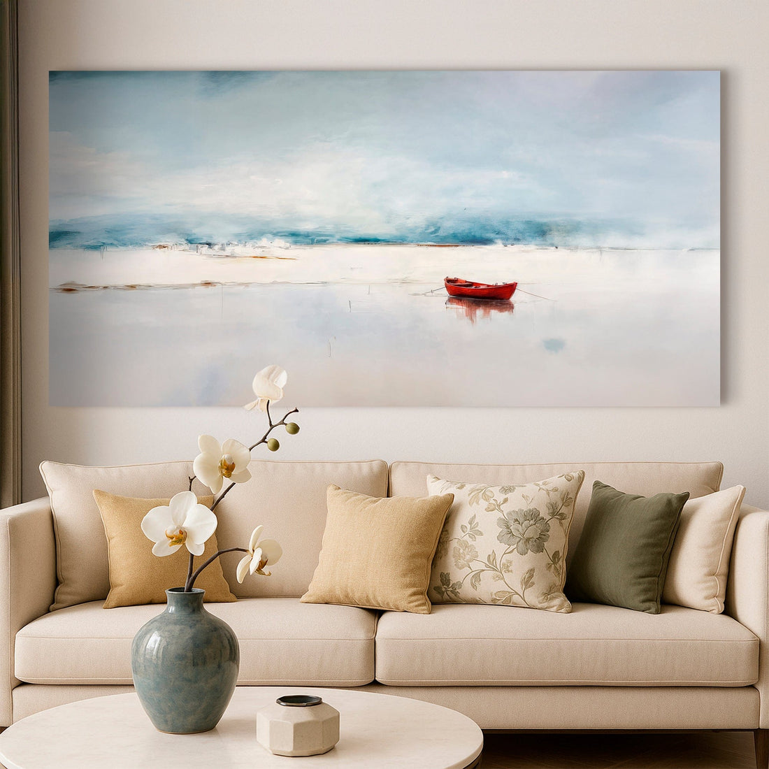 Tailored Canvases Canvas 20x10 inch Medium Premium Gallery Wrapped Misty Morning Abstract Wall Art