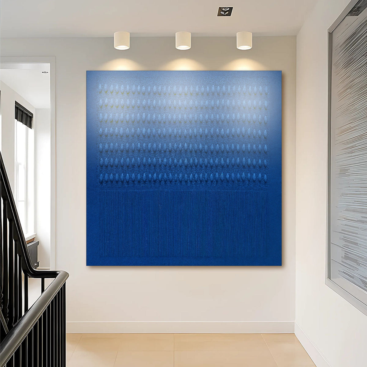 Tailored Canvases Canvas 23x23 inch Medium Premium Gallery Wrapped Minimalist Blue Gradient Abstract Wall Art
