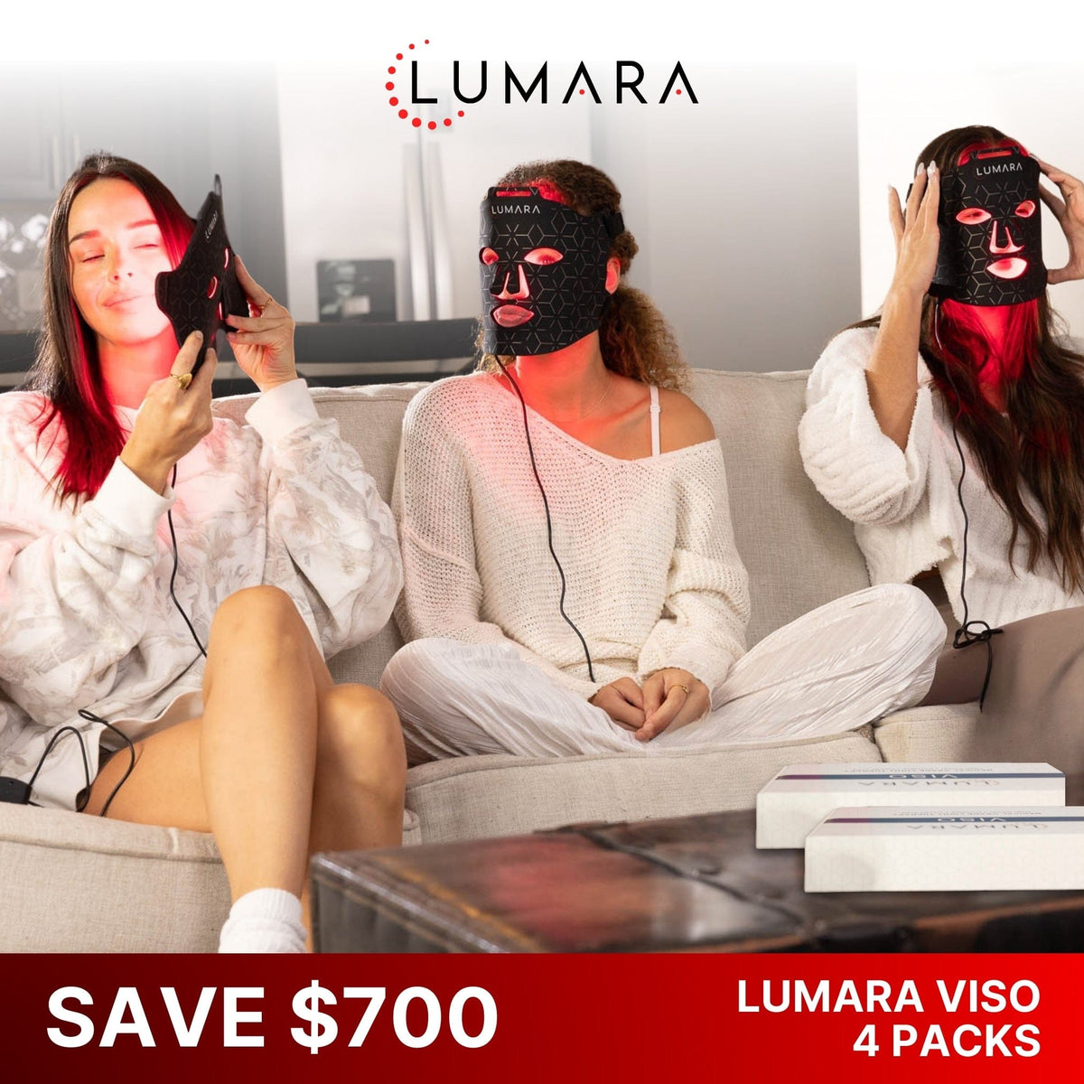 Lumara Health &amp; Beauty 4 Pack VISO - FDA Certified Red Light Therapy Mask