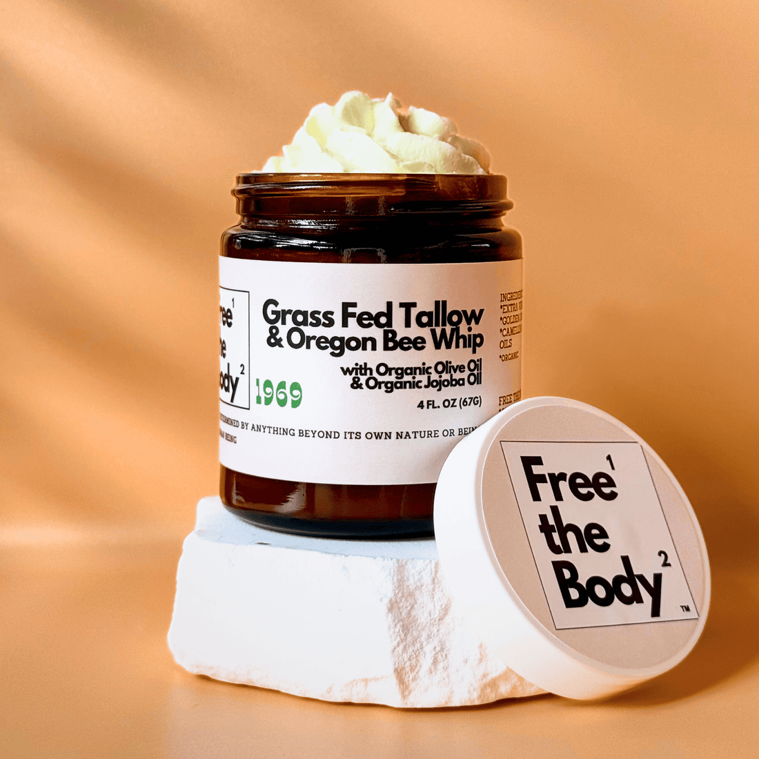 Free the Body Co. Moisturizers 1969 Grass Fed Tallow and Oregon Bee Whipped Balm - Bare - 4 oz