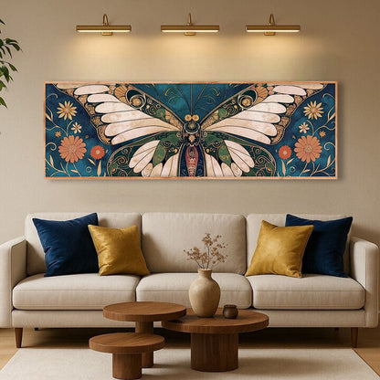 Tailored Canvases Canvas 12x36 inch Medium Premium Gallery Wrapped Abstract Vintage Butterfly Wall Art