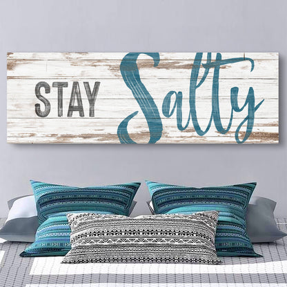 Tailored Canvases Canvas 12x36 inch Medium Premium Gallery Wrapped Stay Salty Coastal Sign VIII