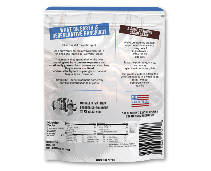 Elk Heart Crisps - 100% Grass-Fed/Finished - My American Goods