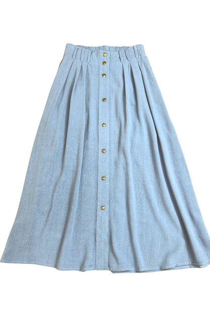 Trices Skirt in Textured Blue Irish Linen
