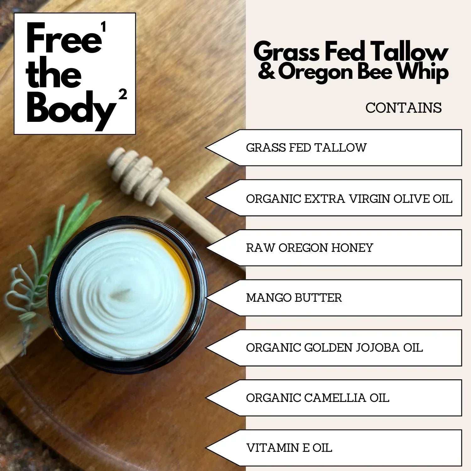 Grass Fed Tallow and Oregon Bee Whipped Balm - I Need A Vacation - 4 oz