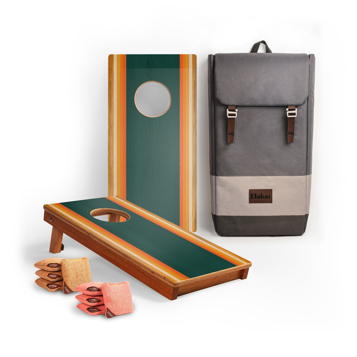 1ft x 2ft Graphic Wood Travel Cornhole Set | Coastal Surf Beach Collection