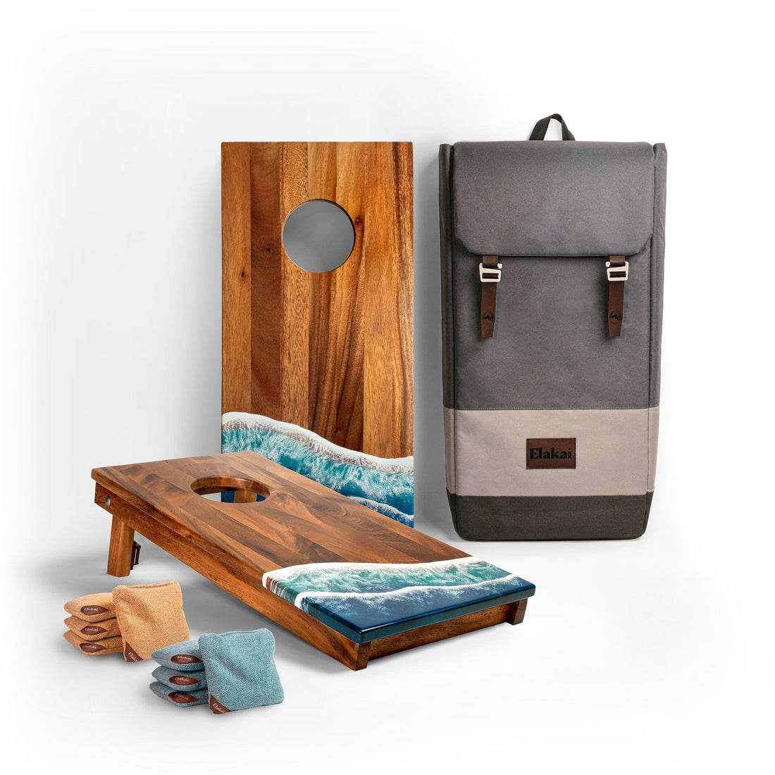 1ft x 2ft Resin &amp; Wood Travel Cornhole Set | Beach Wave