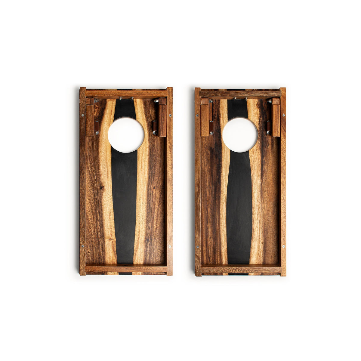 1ft x 2ft Resin &amp; Wood Travel Cornhole Set | Live Edge River Collection