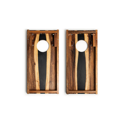 1ft x 2ft Resin &amp; Wood Travel Cornhole Set | Live Edge River Collection