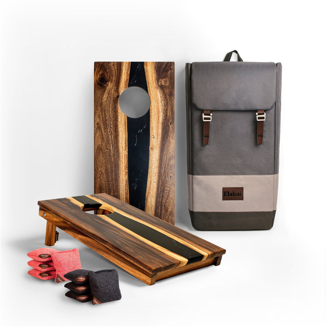 1ft x 2ft Resin &amp; Wood Travel Cornhole Set | Live Edge River Collection