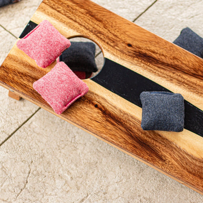 1ft x 2ft Resin &amp; Wood Travel Cornhole Set | Live Edge River Collection