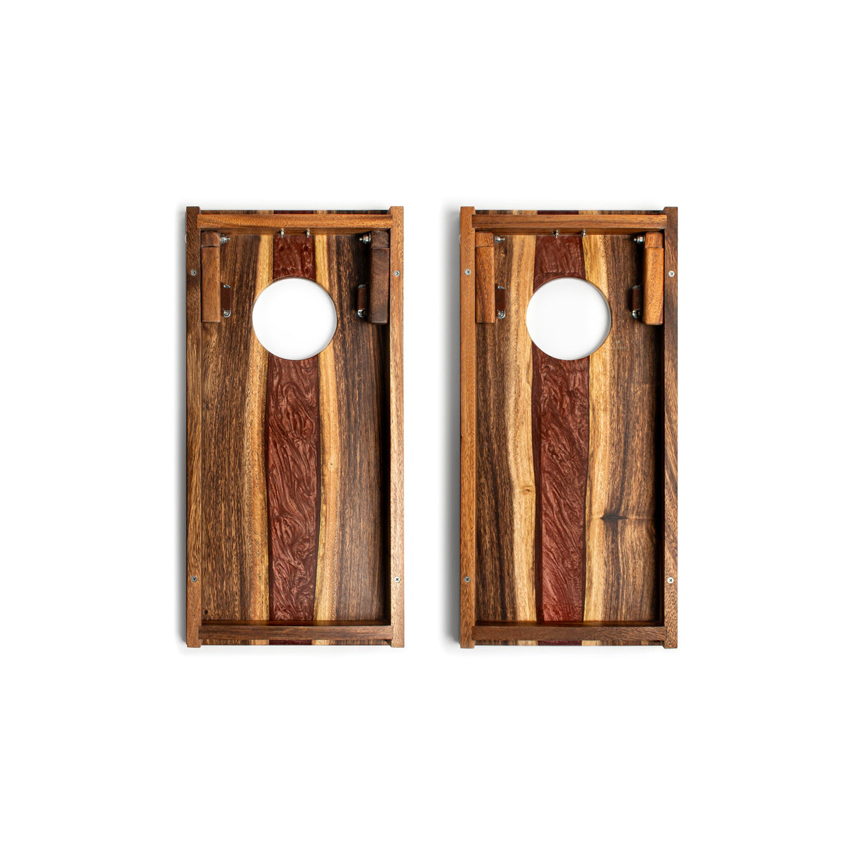 1ft x 2ft Resin &amp; Wood Travel Cornhole Set | Live Edge River Collection