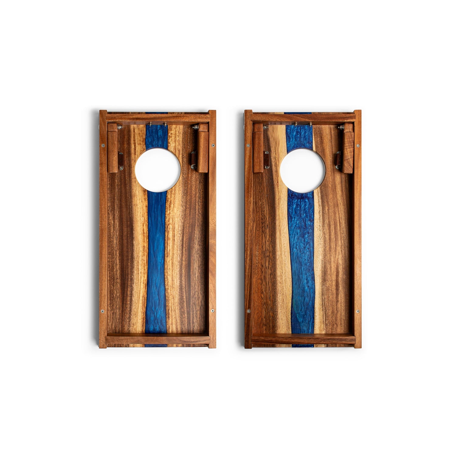 1ft x 2ft Resin &amp; Wood Travel Cornhole Set | Live Edge River Collection