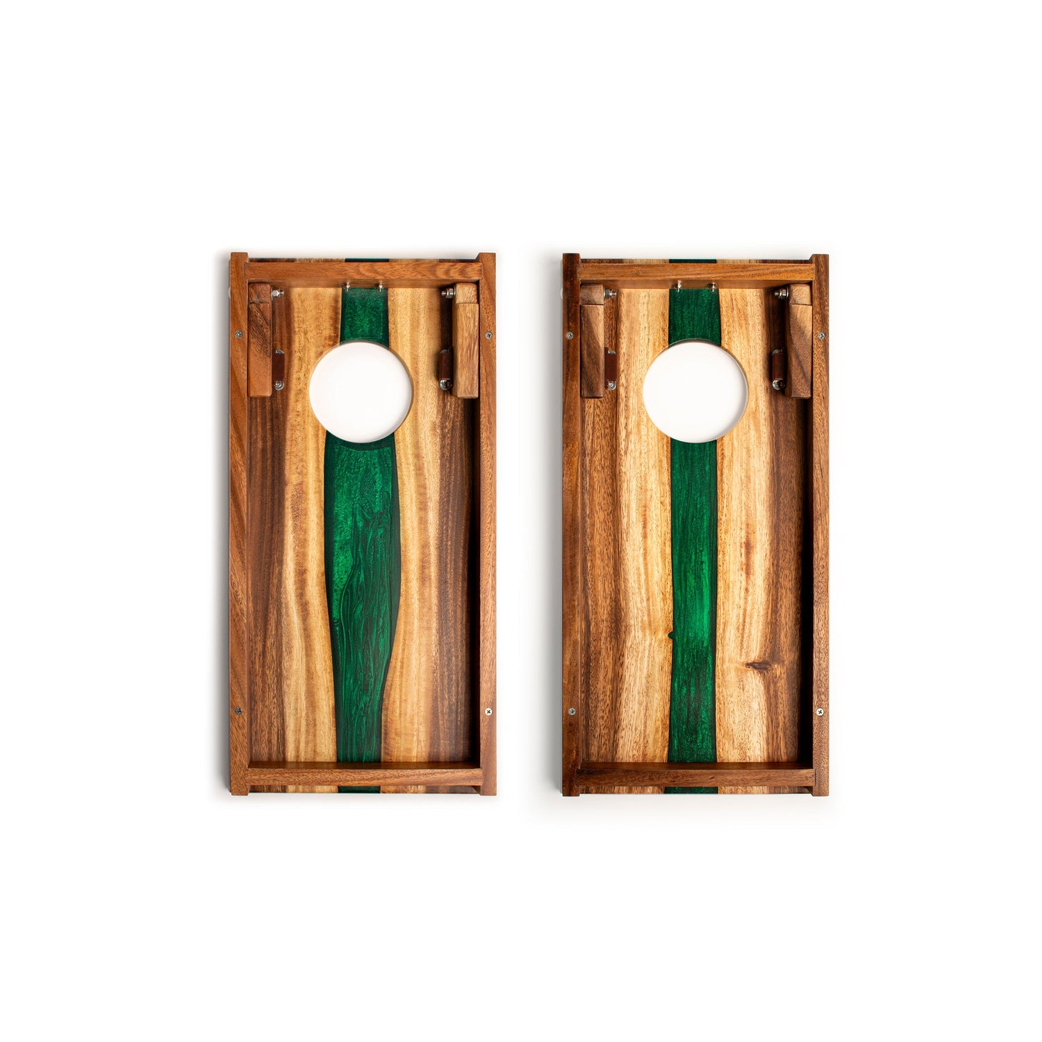 1ft x 2ft Resin &amp; Wood Travel Cornhole Set | Live Edge River Collection