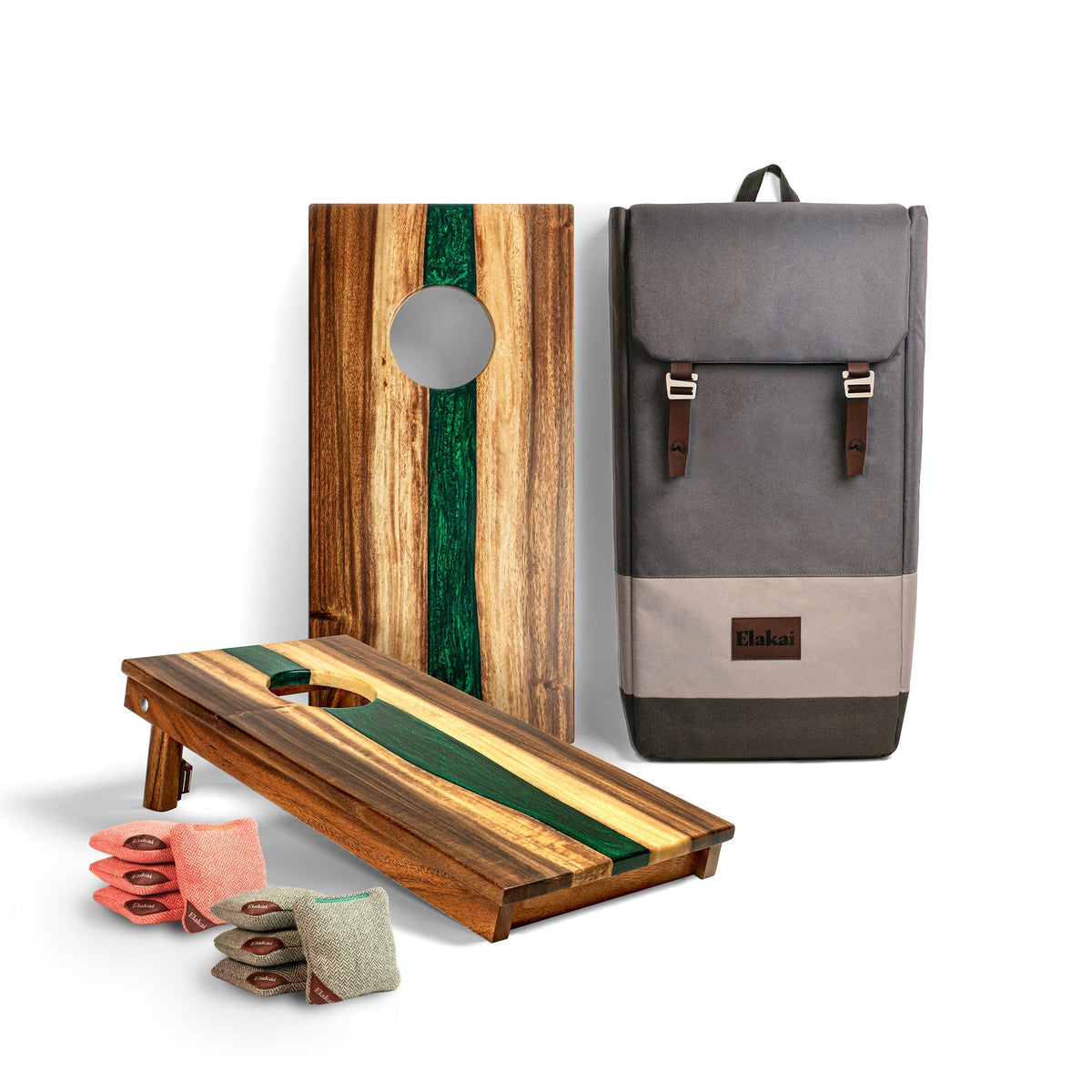 1ft x 2ft Resin &amp; Wood Travel Cornhole Set | Live Edge River Collection