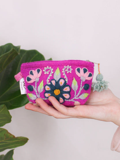 Ash &amp; Rose coin purse Magenta Sunset Floral Embroidered Coin Purse