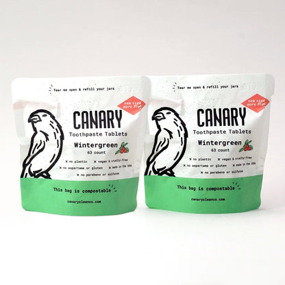 Canary Toothpaste Tablets 2-pack of the sample pouches - 126 tablets Wintergreen Toothpaste Tablets