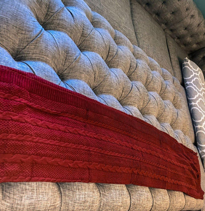 Gia Roma Throw Blanket Claret Knit Sweater Throw